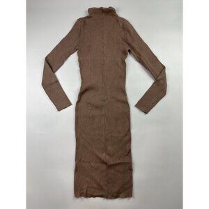 Derek Hart Women's M Brown Ribbed Long Sleeve BodyCon Dress